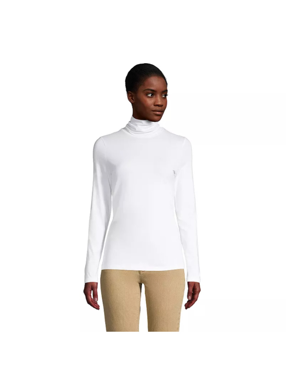 Splendid Womens XL White Supima Cotton Blend Turtleneck Minimalist T-Shirt O5-27